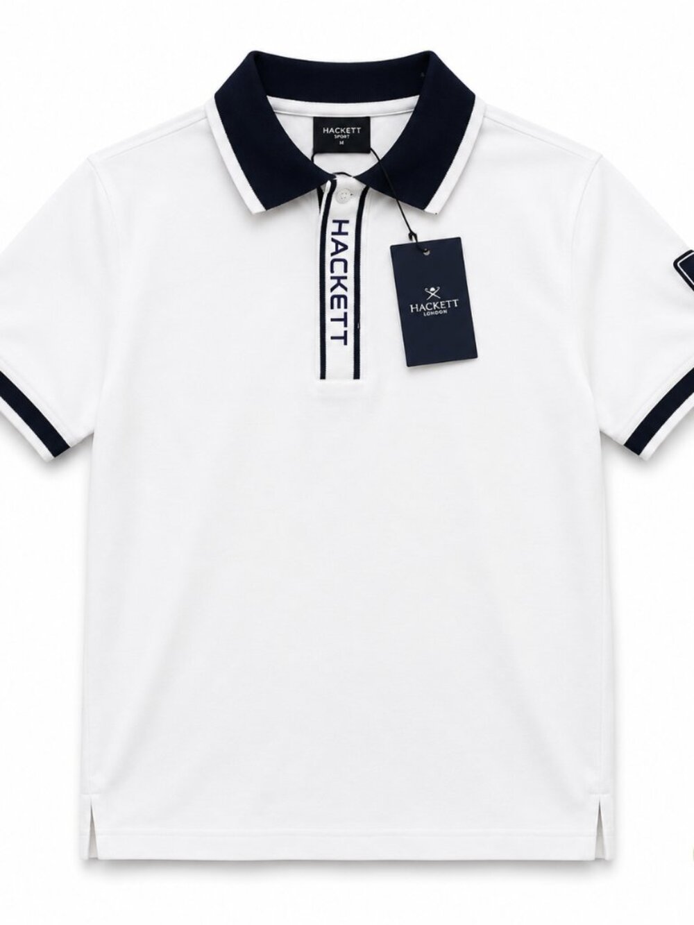 Hackett London Men’s White Polo Shirt Navy Trim NWT | Premium Golf Polo